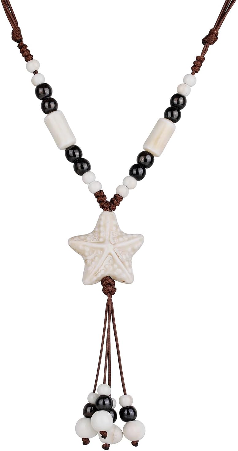 DS Boho Beaded Necklace for Women–Colorful Ceramic & African Tribal Beads, Adjustable Long Chunky Bohemian Jewelry with Gift Box Packaging,Hippie Witchy Vintage Handmade Fashion Statement Necklace - Image 1